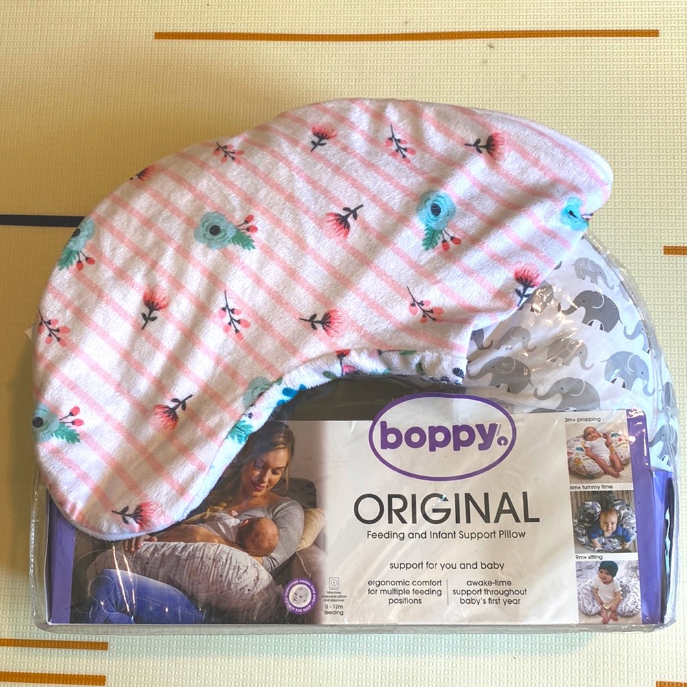 Boppy Pillow, Boppy Nursing Pillow Extra Boppy Cover | Elephants and Flowers